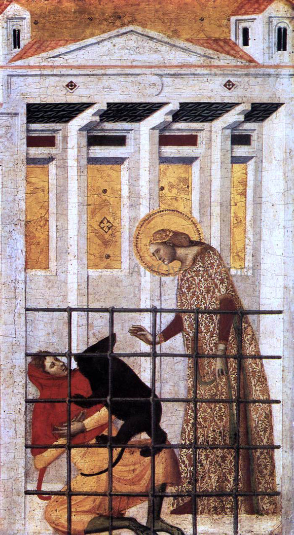  Giovanni Baronzio St Colomba Saved by a Bear (detail) - Art Print