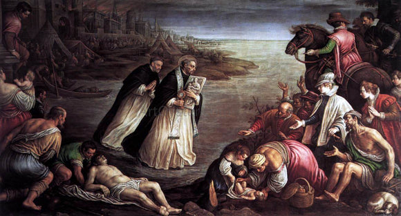  Leandro Bassano St Giacinto Walking on the Water of the River Dnieper - Art Print