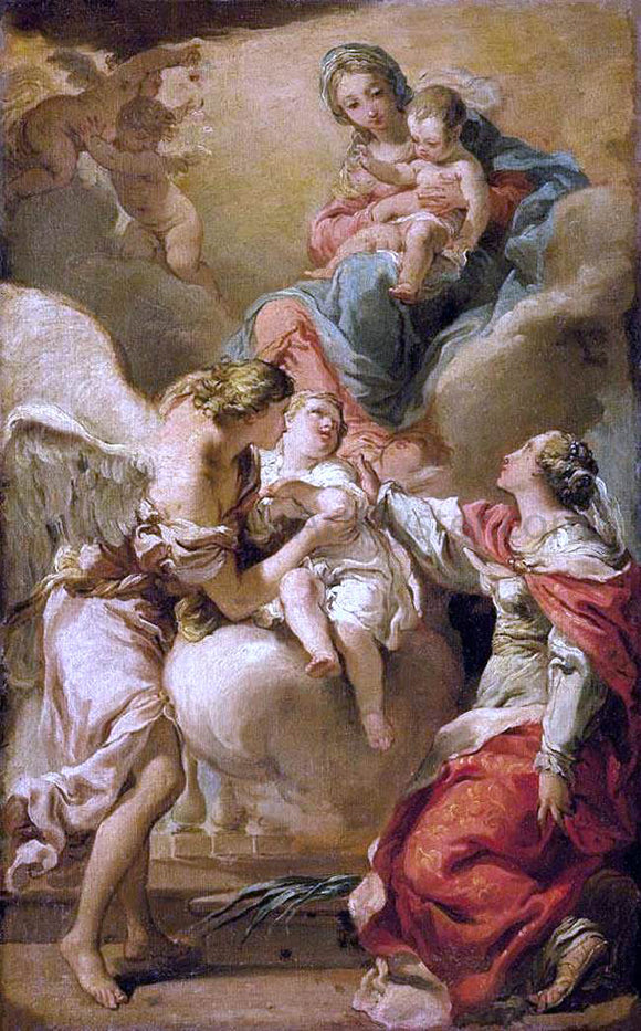  Gaetano Gandolfi St Giustina and the Guardian Angel Commending the Soul of an Infant to the Madonna and Child - Art Print