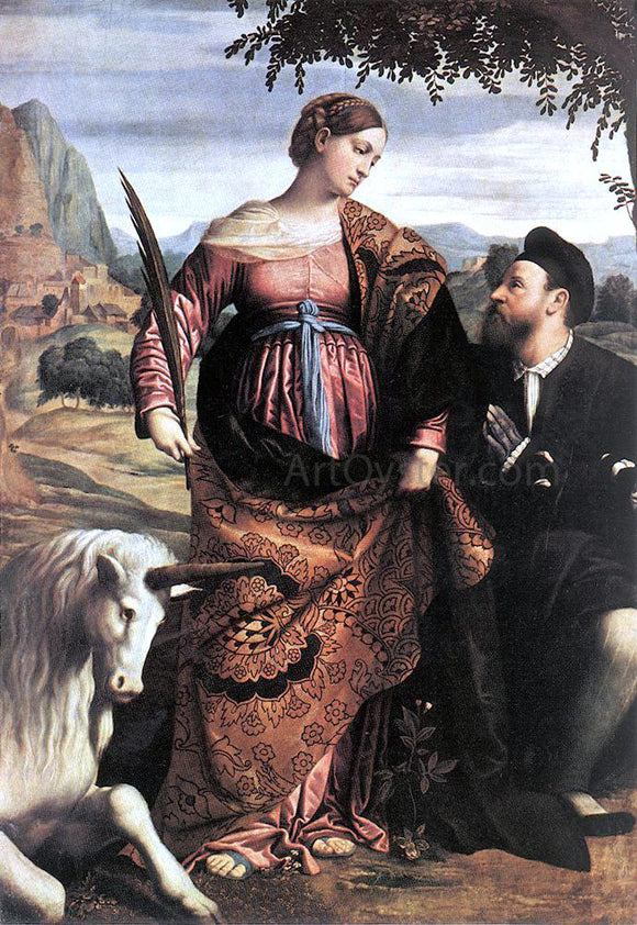  Moretto Da Brescia St Justina with the Unicorn - Art Print
