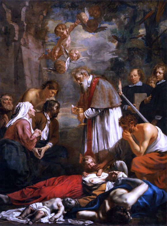  The Younger Jacob Van  Oost St Macarius of Ghent Giving Aid to the Plague Victims - Art Print