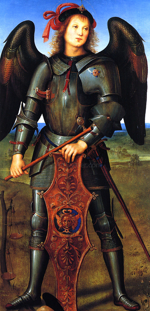  Pietro Perugino St. Michael (Panel of the Polytych of Certosa di Pavia) - Art Print
