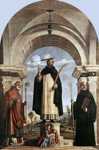  Cima Da Conegliano St Peter Martyr with St Nicholas of Bari, St Benedict and an Angel Musician - Art Print