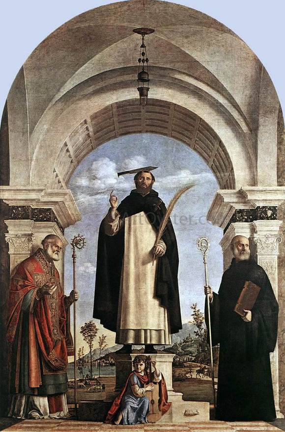  Cima Da Conegliano St Peter Martyr with St Nicholas of Bari, St Benedict and an Angel Musician - Art Print