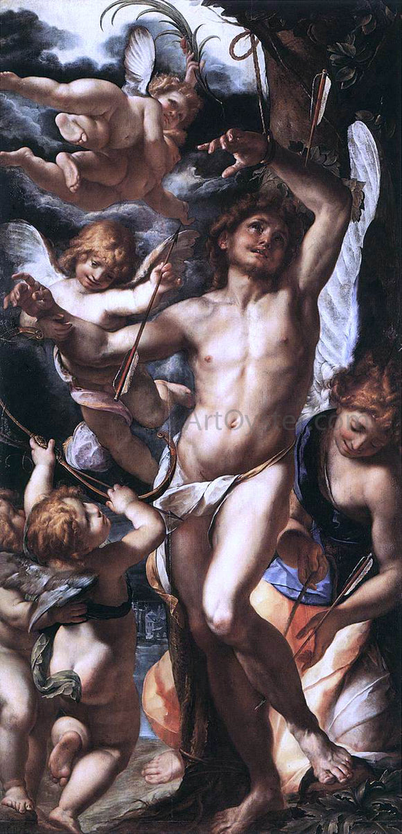  Giulio Cesare Procaccini St Sebastian Tended by Angels - Art Print