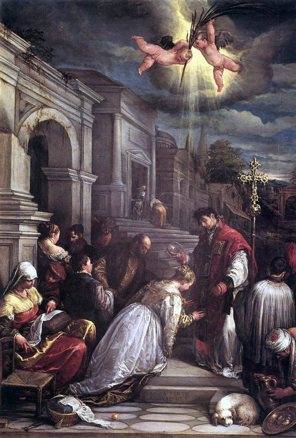  Jacopo Bassano St Valentine Baptizing St Lucilla - Art Print