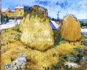  Vincent Van Gogh A Stack of Wheat near a Farmhouse - Art Print