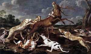  Paul De Vos Stag Hunt - Art Print