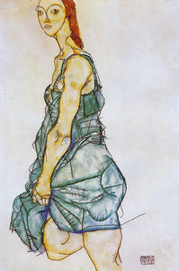  Egon Schiele Standing Woman in a Green Skirt - Art Print