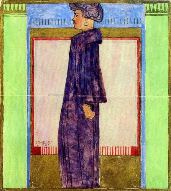  Egon Schiele Standing Woman in Profile - Art Print