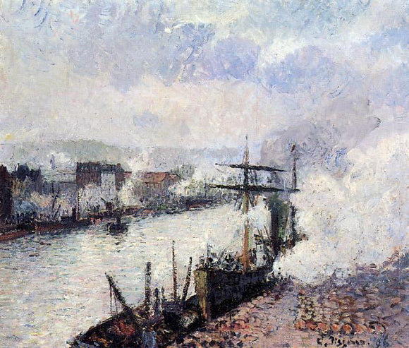  Camille Pissarro Steamboats in the Port of Rouen - Art Print