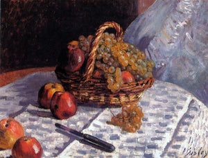  Alfred Sisley Still Life - Apples and Grapes - Art Print