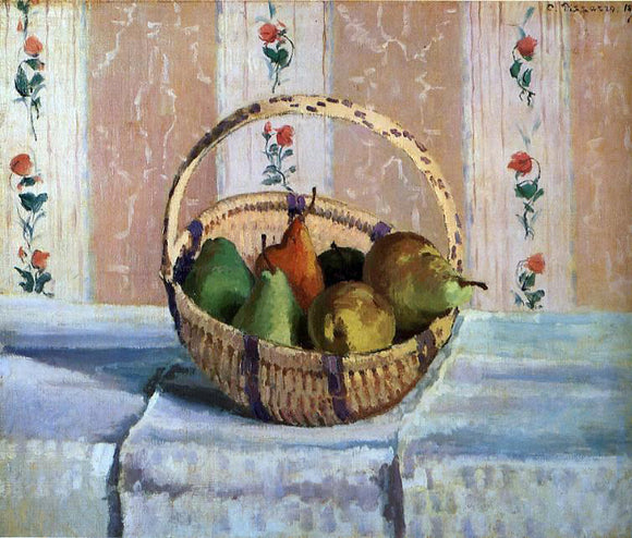  Camille Pissarro Still Life, Apples and Pears in a Round Basket - Art Print