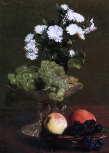  Henri Fantin-Latour Still Life: Chrysanthemums and Grapes - Art Print