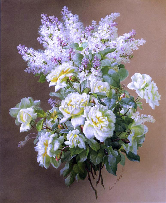  Raoul Paul Maucherat De Longpre Still Life: Lilacs and Roses - Art Print