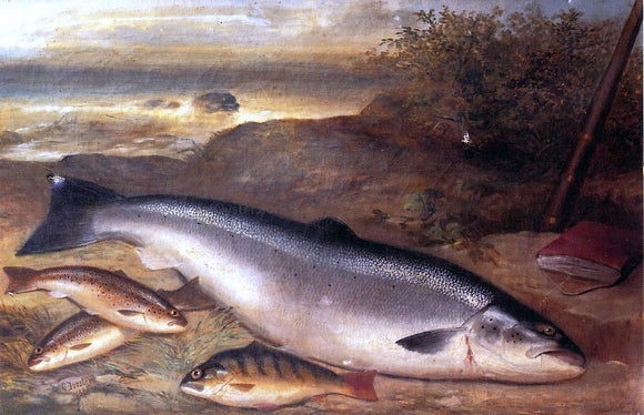  Gustave Joseph Cheret Still Life of Fish - Art Print