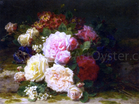  Jean Baptiste Robie Still LIfe of Roses - Art Print
