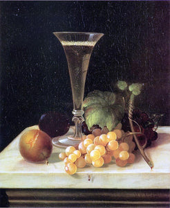  Morston Ream Still Life Wine Glass and Fruit - Art Print