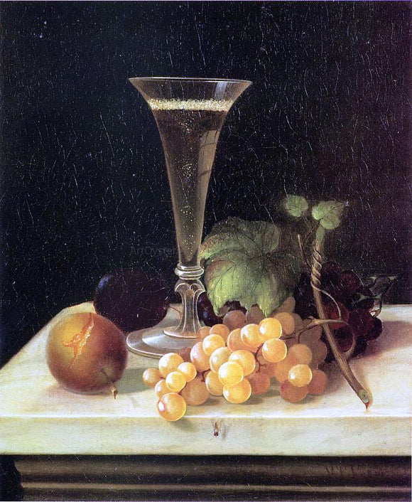  Morston Ream Still Life Wine Glass and Fruit - Art Print