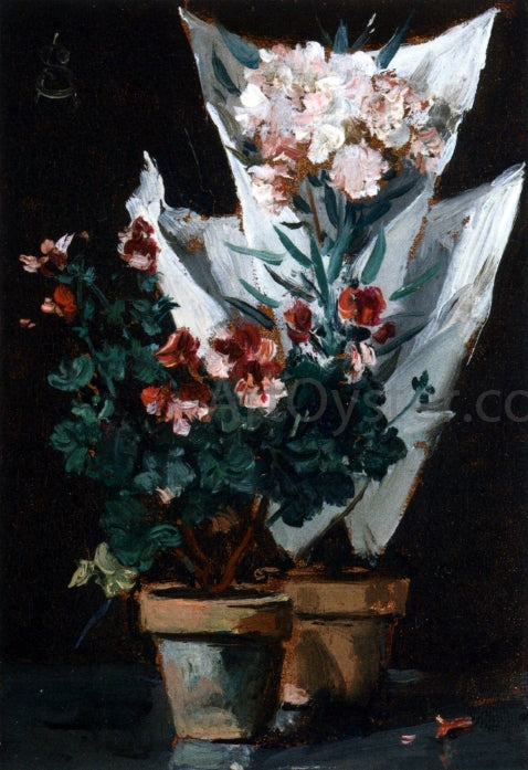  Alfred Emile Leopold Stevens Still Life wit Potted Geraniums - Art Print