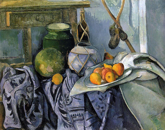  Paul Cezanne Still Life with a Ginger Jar and Eggplants - Art Print