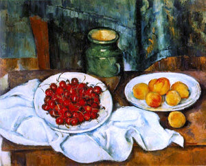  Paul Cezanne Still Life with a Plate of Cherries (also known as Cherries and Peaches) - Art Print