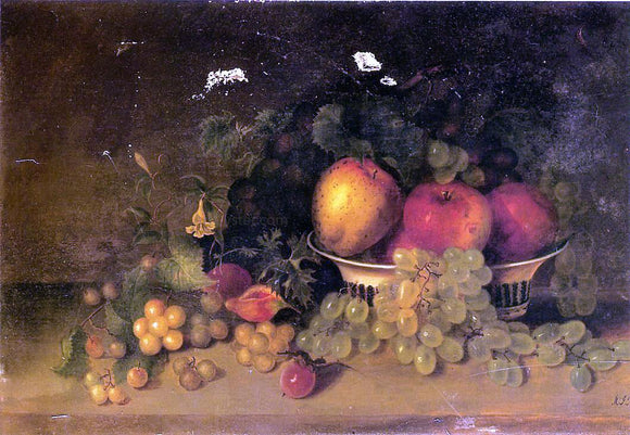  Mary Jane Peale Still Life with Apples, Grapes, Figs and Plums - Art Print