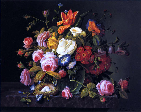  Severin Roesen Still Life with Birds Nest - Art Print