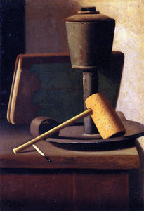  John Frederick Peto Still Life with Book, Lamp, Pipe and Match - Art Print
