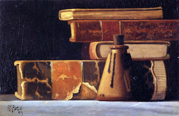  John Frederick Peto Still LIfe with Books and Inkwell - Art Print