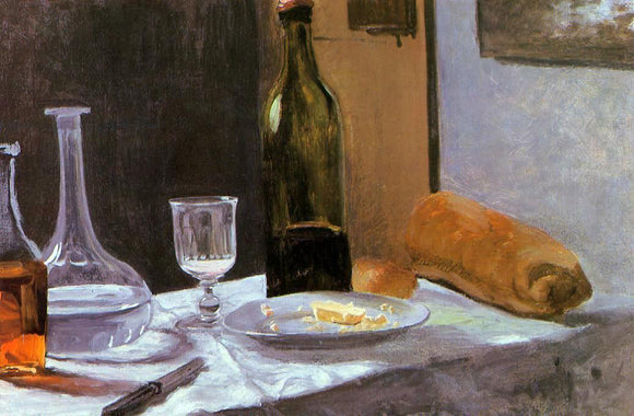  Claude Oscar Monet Still Life with Bottle, Carafe, Bread and Wine - Art Print
