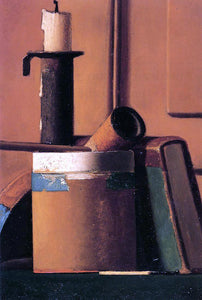 John Frederick Peto Still Life with Candlestick, Pipe and Book - Art Print