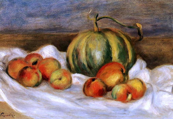  Pierre Auguste Renoir Still Life with Cantalope and Peaches - Art Print