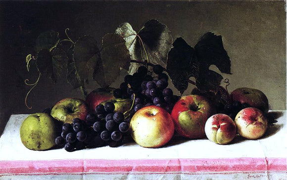  George Hetzel Still Life with Concord Grapes and Apples - Art Print