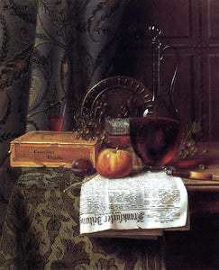  William Michael Harnett Still Life with Decanter and Frankfurter Zeitung - Art Print