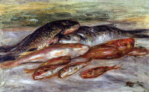  Pierre Auguste Renoir Still Life with Fish - Art Print