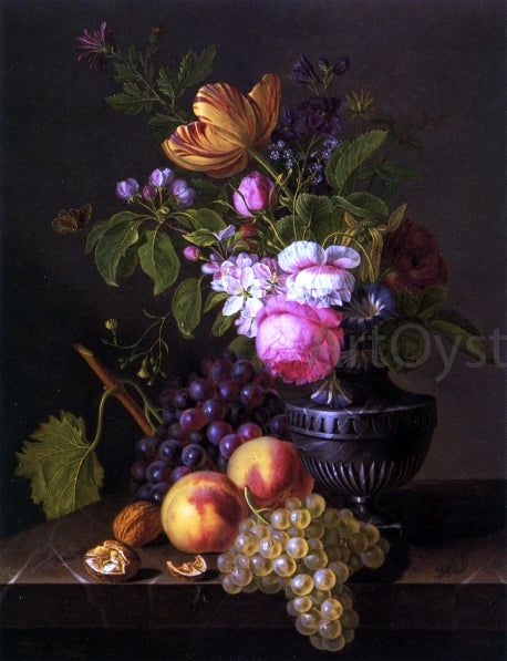  Jean-Baptiste Desprest Still Life with Flowers, Peaches and Grapes - Art Print