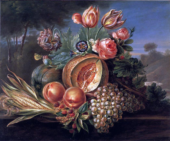  Cornelius De Beet Still Life with Fruit and Flowers - Art Print