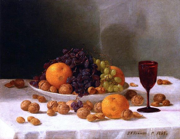  John F Francis Still Life with Fruit and Nuts - Art Print