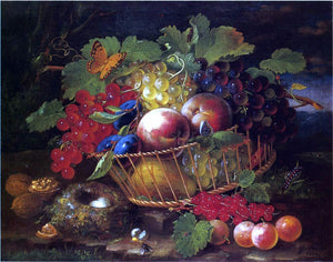  George Forster Still Life with Fruit, Butterflies and Bird's Nest - Art Print