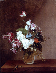  Louis-Leopold Boilly Still Life With Garden Flowers In A Glass Vase And A Dragonfly - Art Print