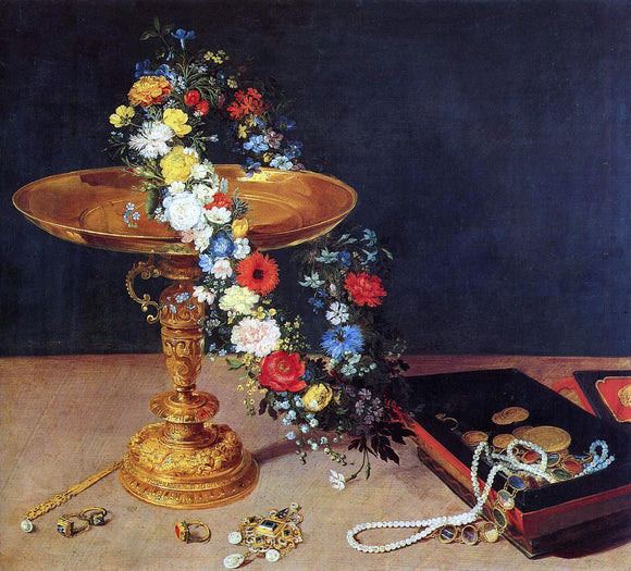  The Elder Jan Bruegel Still Life with Garland and Golden Tazza - Art Print