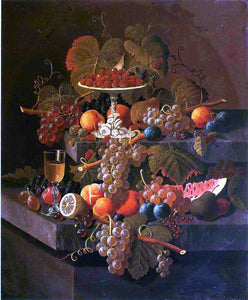  Severin Roesen Still Life with Grapes and Fruit - Art Print