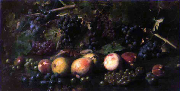  Joseph Decker Still Life with Grapes and Pears - Art Print