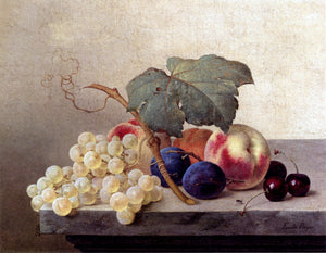  Emilie Preyer Still Life With Grapes, Peaches, Plums And Cherries - Art Print