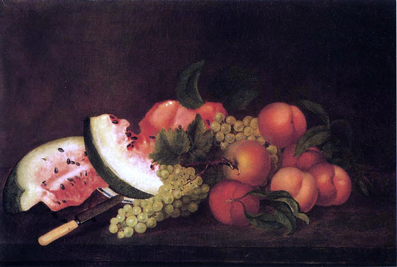  Rubens Peale Still Life with Grapes, Watermelon, and Peaches - Art Print
