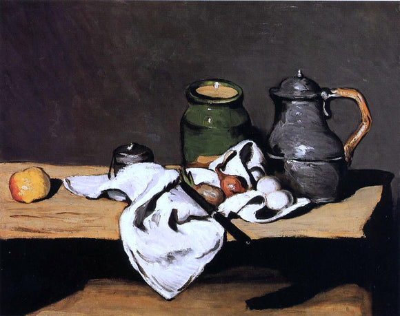  Paul Cezanne Still Life with Green Pot and Pewter Jug - Art Print