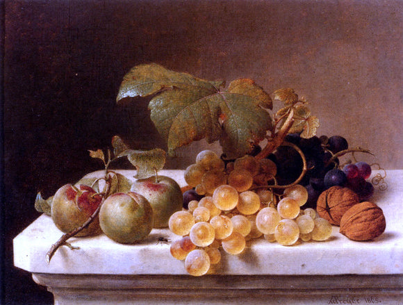  Johann Wilhelm Preyer Still Life With Lady Apples, Grapes, And Walnuts - Art Print
