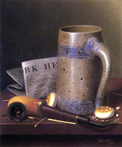  William Michael Harnett Still Life with Mug, Pipe and New York Herald - Art Print