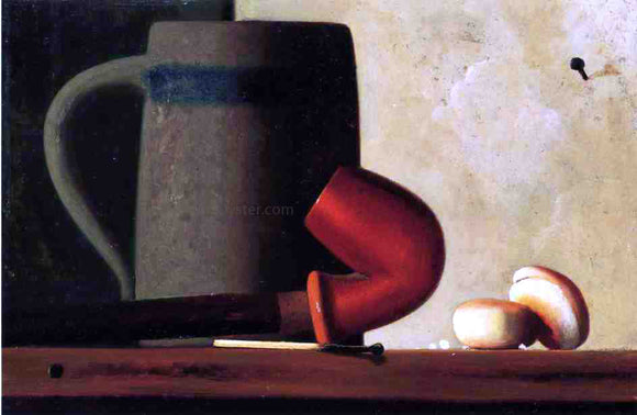  John Frederick Peto Still Life with Mug, Pipe and Oyster Crackers - Art Print